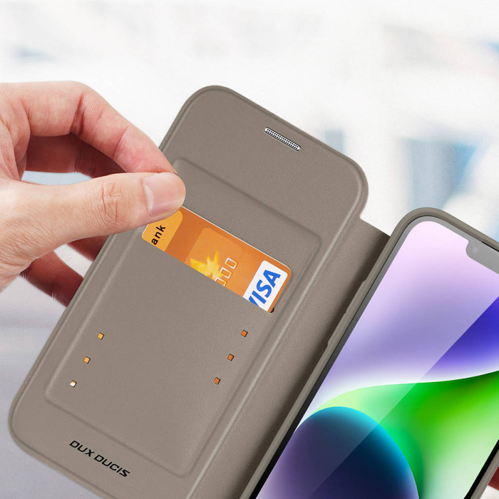 Dux Ducis Skin X Pro Hülle iPhone 14 Plus MagSafe magnetische Klapphülle beige