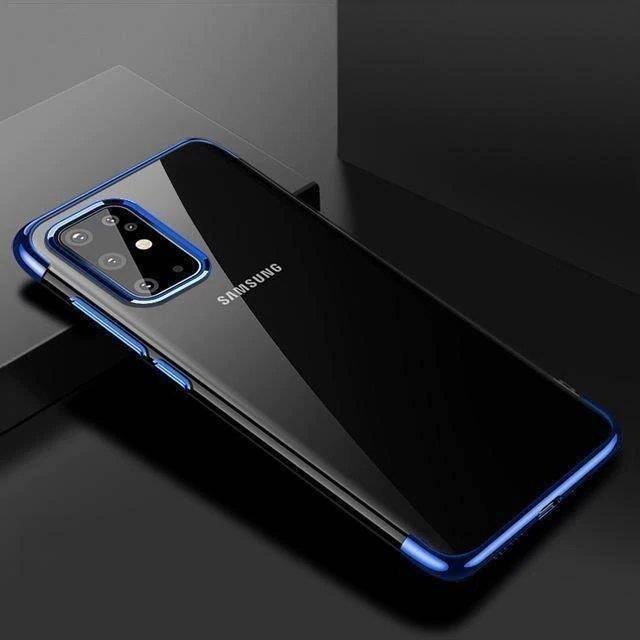 Čirý barevný case gelový kryt pouzdro s kovovým rámečkem Samsung Galaxy A72 4G modrý