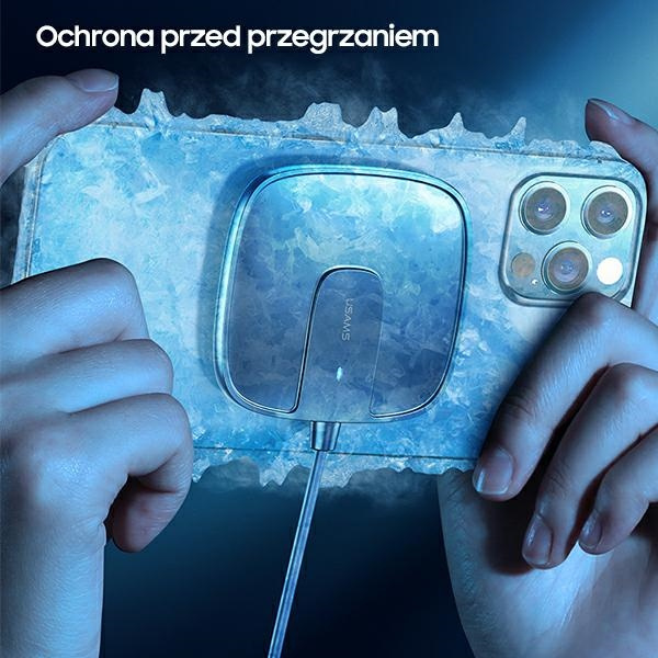 Nabíjačka Indukčné USAMS Apple iPhone 12 Magnetic W1 15W Extra tenké US-CD159 CD159DZ01 Čierna