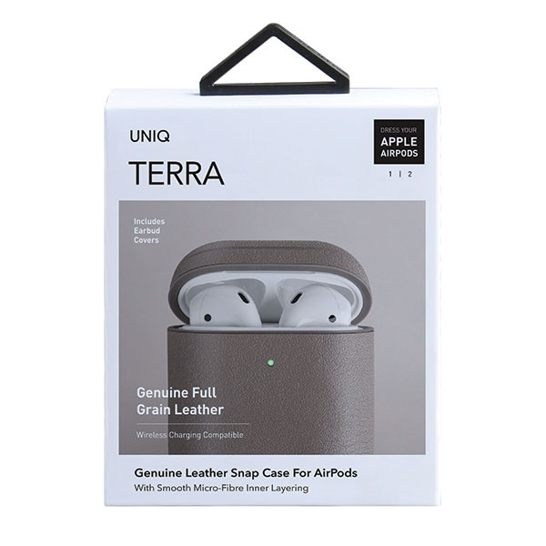 UNIQ coque Terra AirPods 1/2 gen. en cuir véritable beige/beige