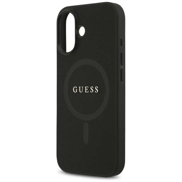 Etui Guess Saffiano Classic Logo MagSafe do iPhone 17 czarny