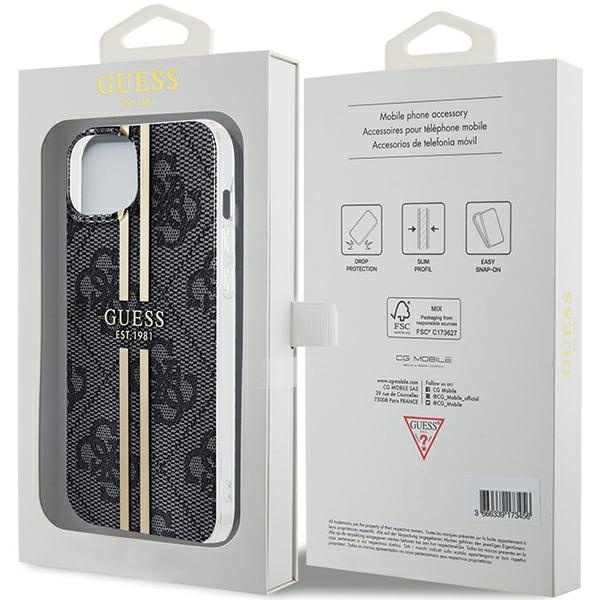 Etui Guess GUHCP15MH4PSEGK iPhone 15 Plus / 14 Plus 6.7" czarny/black hardcase IML 4G Gold Stripe Case