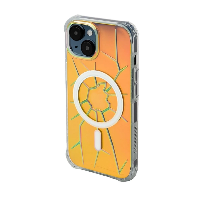 Coque en silicone MagSafe Kingxbar PQY Crack Series pour iPhone 15 - holographique