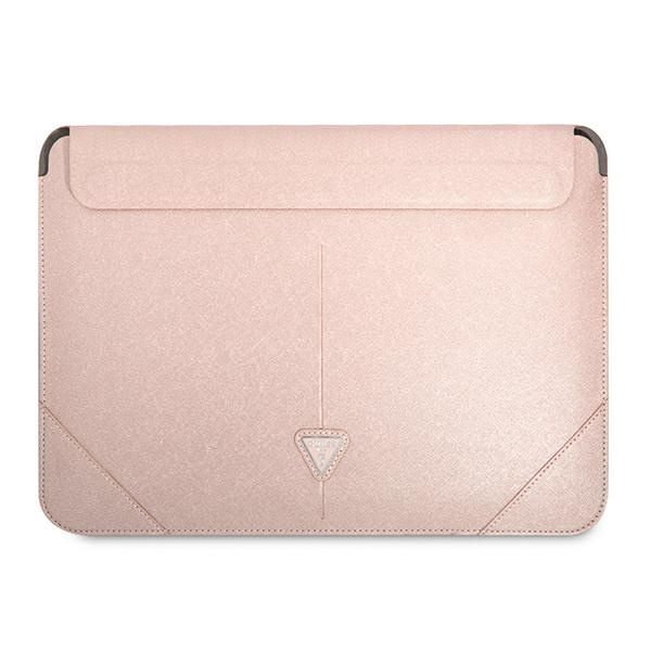 Pouzdro GUESS Laptop 16 Sleeve Saffiano Triangle Logo Pink Case