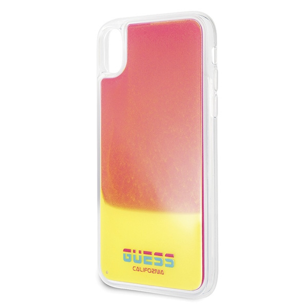 Cover Guess iPhone X XS rosa Custodia rigida California Glow in the dark