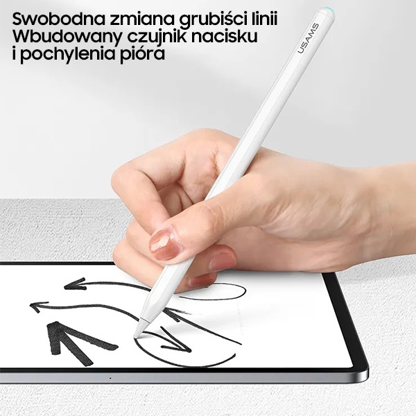 USAMS stylus magnetyczny Active Touch Sensitive Pen bílý/bílý ZB254DRB01 (US-ZB254)