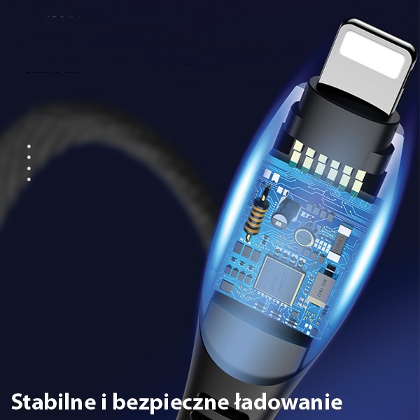 Kábel Opletený USAMS Lightning 2A Rýchle nabíjanie LED 1,2 m čierny