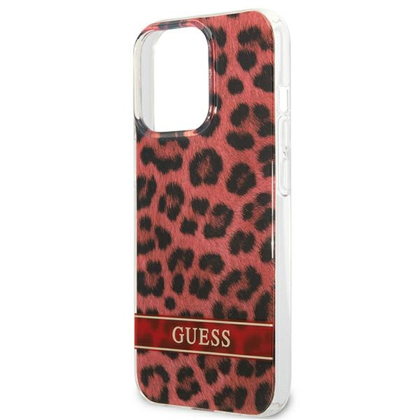 Hülle GUESS Apple iPhone 13 13 Pro Leopard Rot Hartcase