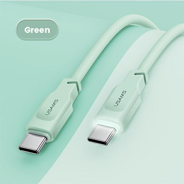 USAMS Kabel USB-C na USB-C PD Fast Charging 1,2m 100W Lithe Series zielony/green SJ567USB04 (US-SJ567)