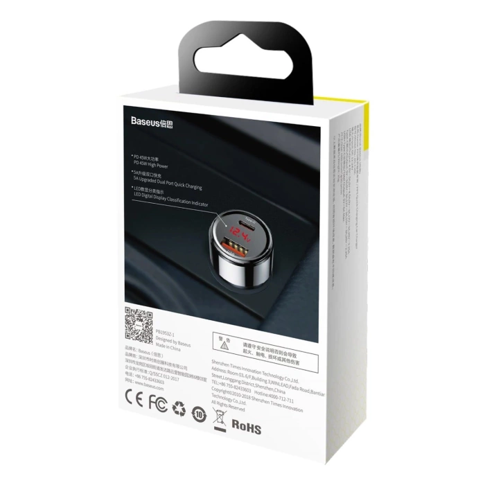 Baseus Magic Series PPS CCMLC20C-01 Autoladegerät 45 W USB-C PD / USB-A QC – Schwarz