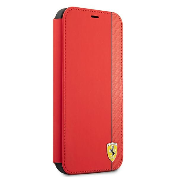 Case FERRARI Apple iPhone 13 13 Pro Book On Track Carbon Stripe Red Case