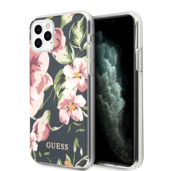 Pouzdro Guess Apple iPhone 11 Pro Max navy blue N°3 Flower Collection Case