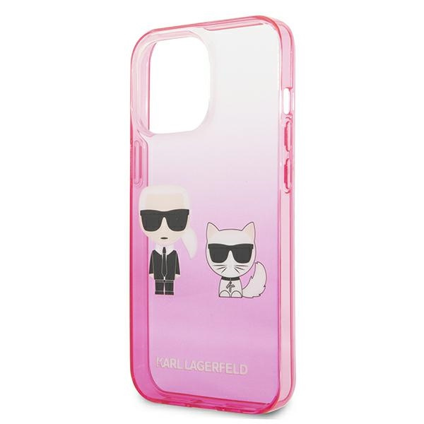 Case KARL LAGERFELD Apple iPhone 13 13 Pro Gradient Ikonik Karl &amp; Choupette Pink Hardcase