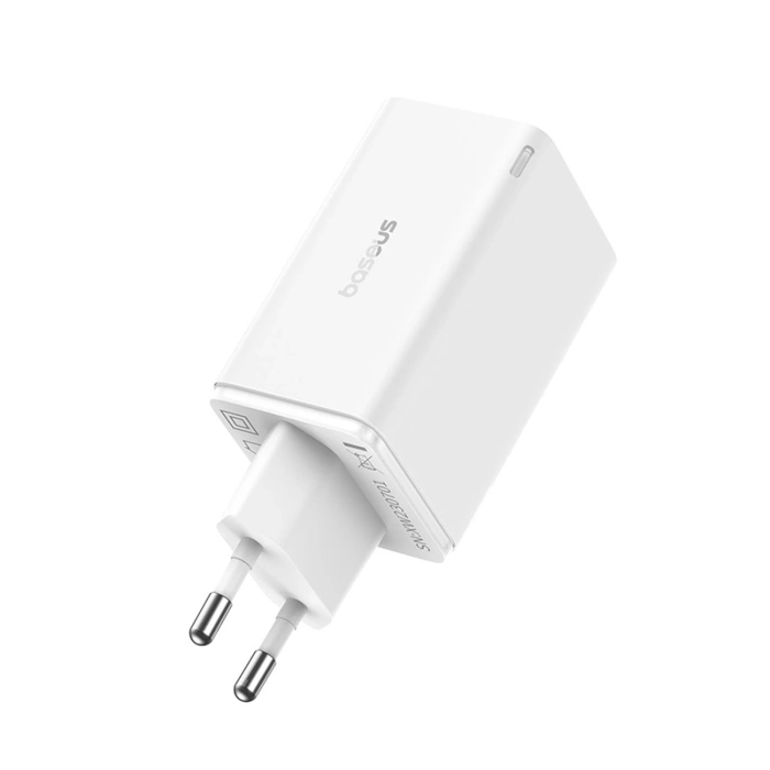 Ładowarka Baseus GaN6 Pro 65W 2 x USB-C 2 x USB-A z czarnym kablem USB-C 100W 1m - biała
