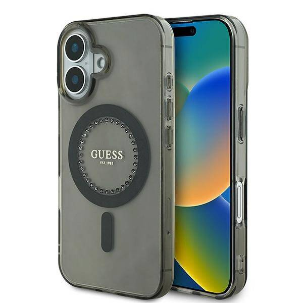 Etui Guess iPhone 16 Plus 6.7" czarny/black hardcase IML Rhinestones MagSafe