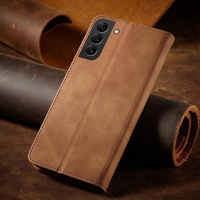 Magnet Fancy Case for Samsung Galaxy S23+ flip cover wallet stand brown