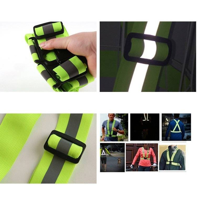 Unisex Adjustable Reflective Safety Harness Vest Black