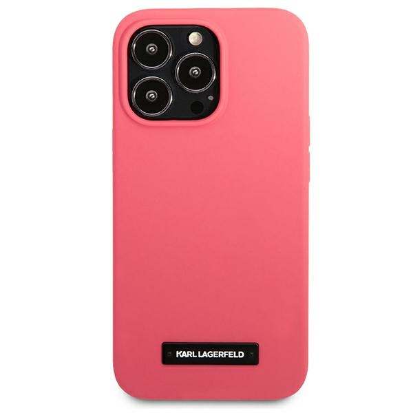 Hülle KARL LAGERFELD Apple iPhone 13 Pro Max Silikon Plaque Rosa Fuchsia Hartcase