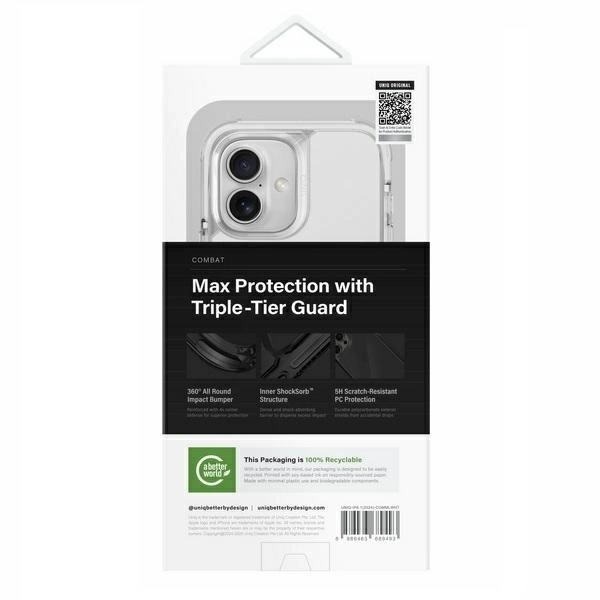 Etui UNIQ Combat iPhone 16 6.1" Magclick Charging biały/lume white