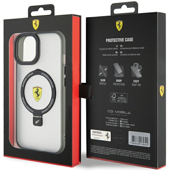 Cover Ferrari FEHMP15SUSCAK iPhone 15 6,1" nero/nero durocase Supporto ad anello Collezione 2023 MagSafe Case