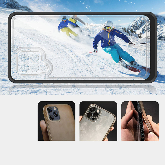Průhledný gelový kryt 3v1 pouzdro pro Samsung Galaxy A42 5G s rámečkem černý