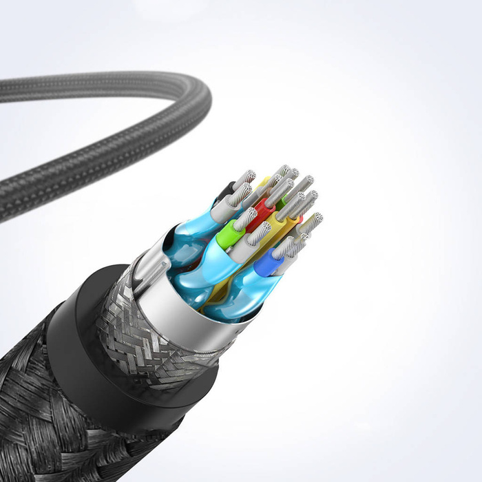 Uzelený silný Kábel HDMI 2.0 nylonový opletený kábel 4K 60 Hz 3D 18 Gbps HDR ARC Ethernet (HEC) 48 bit 1,5 m čierny (HD118 40409)