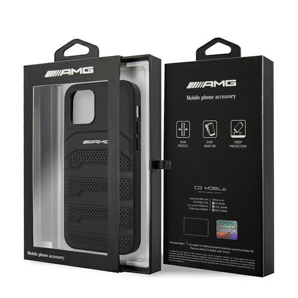 AMG AMHCP12SGSEBK iPhone 12 mini 5.4" black/black hardcase Leather Debossed Lines
