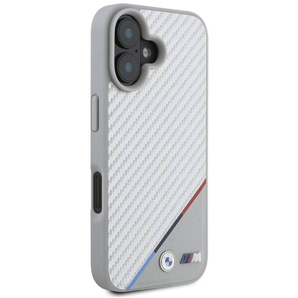 Hülle BMW iPhone 16 6.1" grau/grau hartcase M Carbon Tricolor Line MagSafe