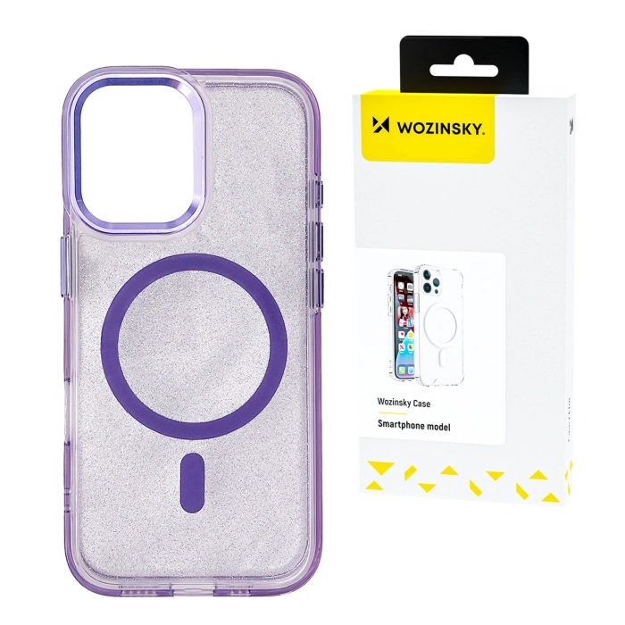 Wozinsky Glitter Case MagSafe für Samsung Galaxy S24 FE - Lila mit Glitzer