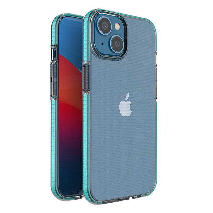 Coque Spring Case pour iPhone 14 coque en silicone avec un cadre bleu clair