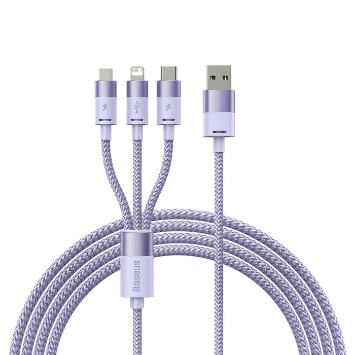 Baseus StarSpeed kabel 3v1 USB-A - Micro-USB / Lightning / USB-C 3,5A 1,2 m fialová