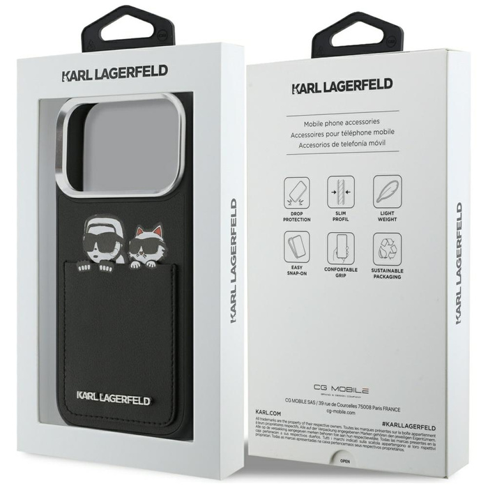 Etui Karl Lagerfeld Karl & Choupette     Print & Pocket do iPhone 17 Pro czarny