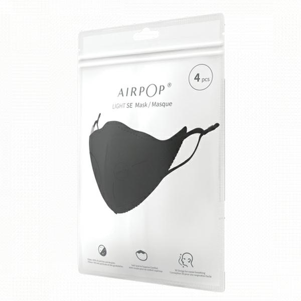 Máscara protectora AirPOP LIGHT SE 4 piezas negro/negro