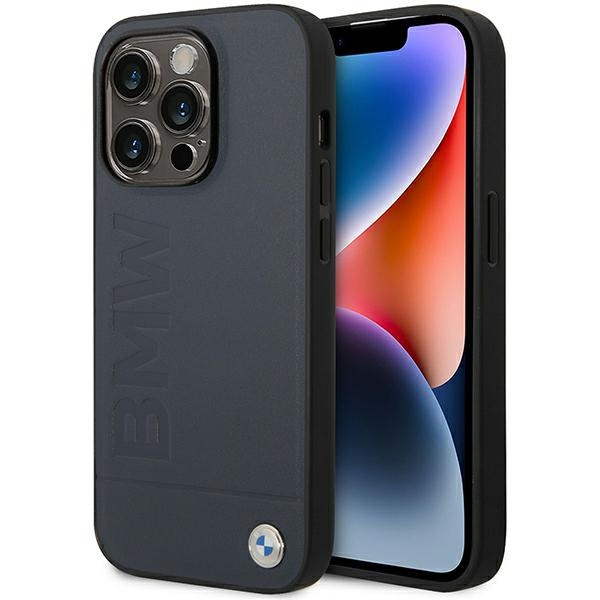 Cover BMW BMHMP14XSLLNA iPhone 14 Pro Max 6,7" blu navy/navy durocase pelle Timbro a caldo MagSafe