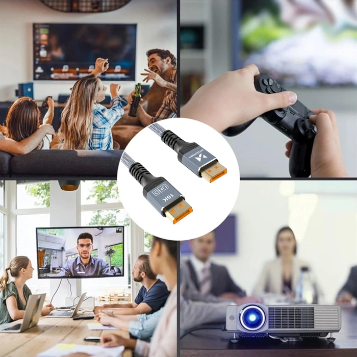 Kabel Wozinsky WPS-16AYL3S DisplayPort 2.1 Certyfikowany VESA 80 Gb/s 16K@60Hz 8K@120Hz 4K@240Hz HDR HDCP DSC 3m - czarny