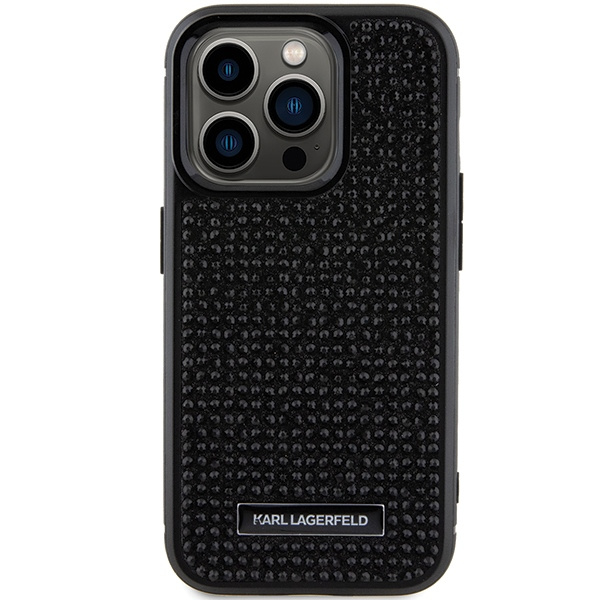 Karl Lagerfeld KLHCP15LHDSPLK iPhone 15 Pro 6,1" nero/nerocase Strass Logo Metallo Placca