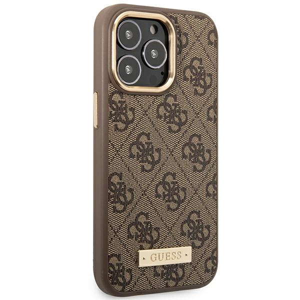 Guess GUHMP14LU4GPRW iPhone 14 Pro 6.1" brown/brown hard case 4G Logo Plate MagSafe