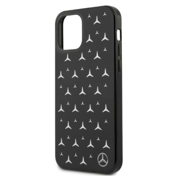Coque MERCEDES Apple iPhone 12 Pro Max Silver Stars Pattern Black Hardcase