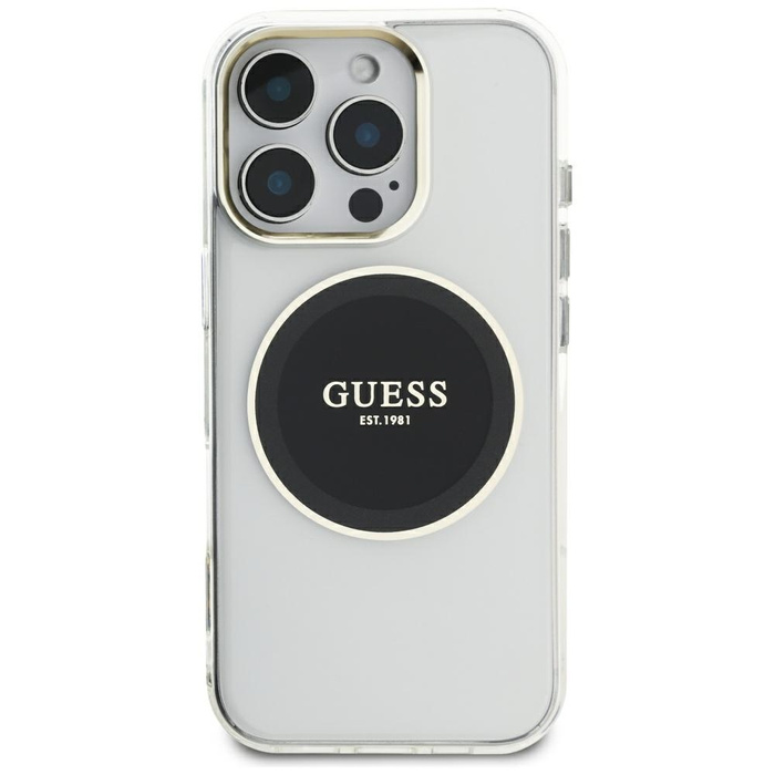 Etui Guess IML Metal Colored Circle      Classic Logo MagSafe do iPhone 16 Pro Max czarny