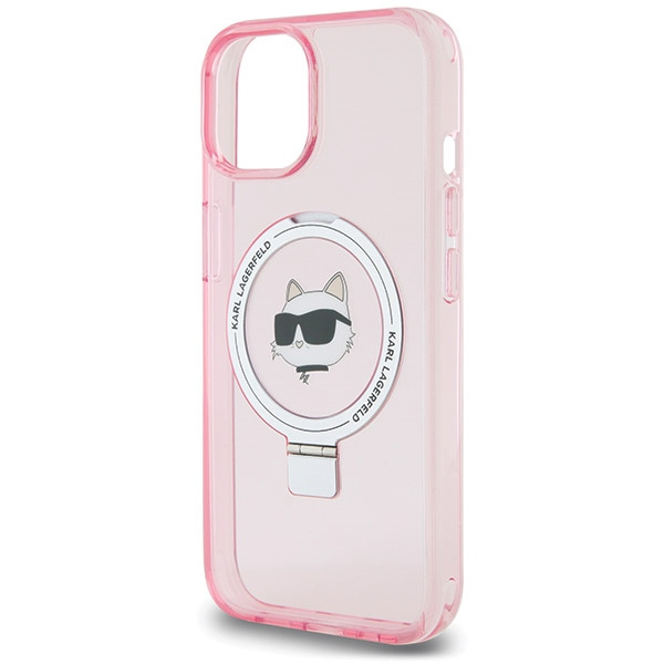 Funda Karl Lagerfeld KLHMP15SHMRSCHP iPhone 15 6.1" rosa/rosa durocase Cabeza de Choupette con soporte para anillos MagSafe Case