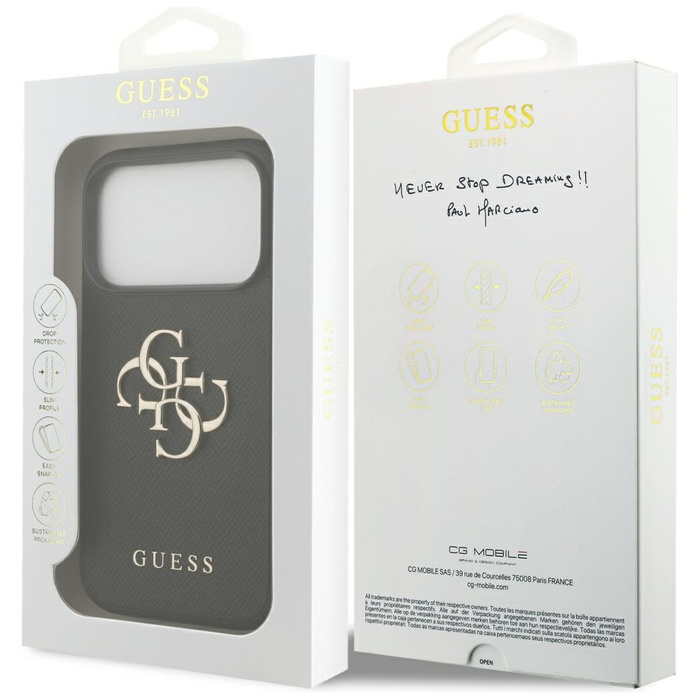 Etui Guess Grained Big 4G & Classic Logo do iPhone 17 Pro czarny