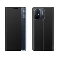 Nouvelle housse de sommeil pour Xiaomi Redmi 11A / Poco C55 / Redmi 12C Housse avec support à rabat Noir