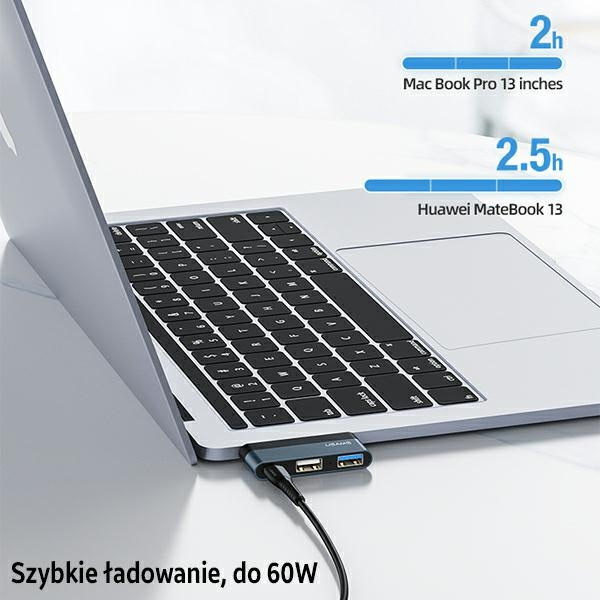USAMS Adapter HUB USB 2.0 / USB 3.0 / USB-C szürke / szürke SJ490HUB01 (US-SJ490)