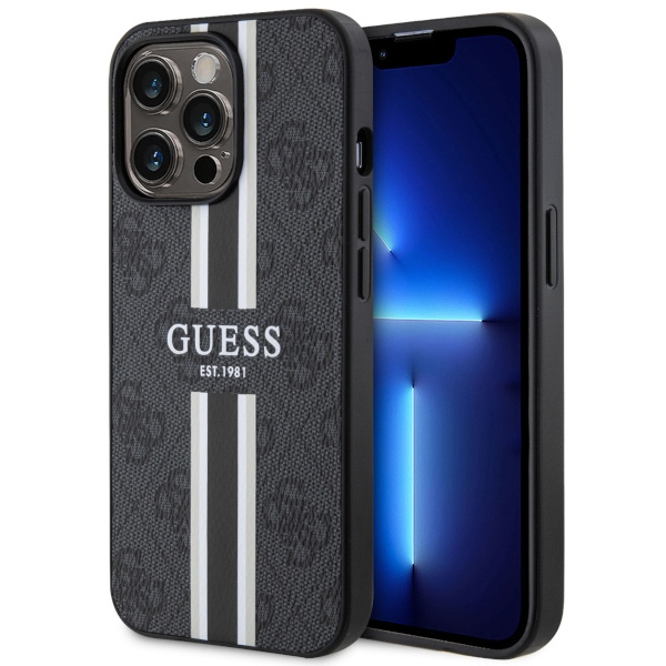 Case Guess GUHMP13XP4RPSK iPhone 13 Pro Max 6.7" black/black hardcase 4G Printed Stripes MagSafe Case
