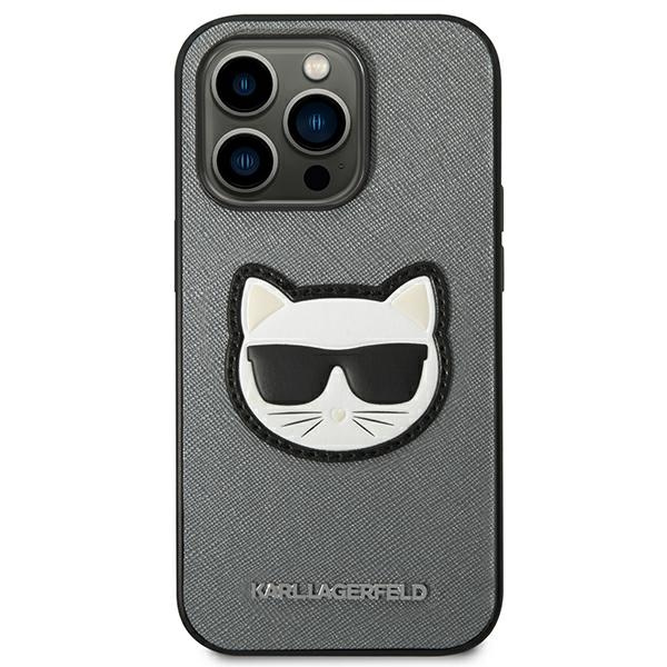 Case Karl Lagerfeld iPhone 14 Pro Max 6.7" hardcase silver/silver Saffiano Choupette Head Patch