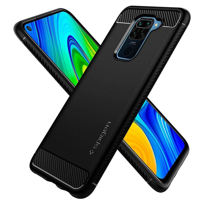 Cover SPIGEN Xiaomi Redmi Note 9 / Redmi 10X Rugged Armor Custodia nera opaca