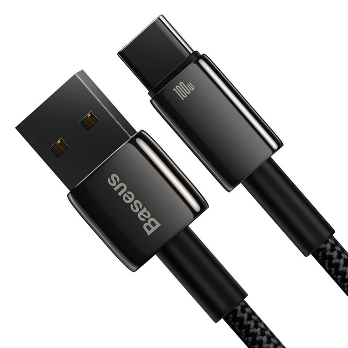 Baseus Tungsten Gold cavo USB-A - USB-C 480Mb/s 100W 2m nero (CAWJ000101)