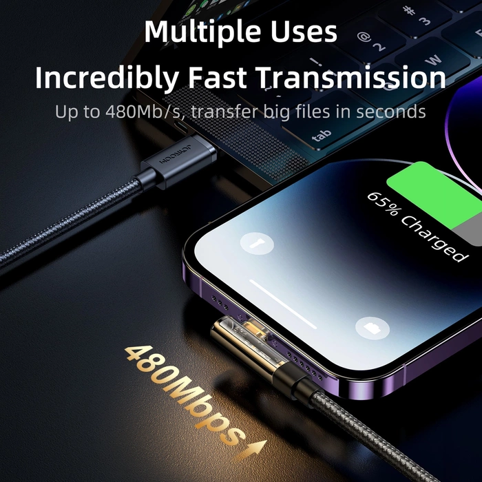 Joyroom S-CL020A6 Lightning kabel úhlový - USB-C rychlé nabíjení a přenos 20W 1,2 m - modrý