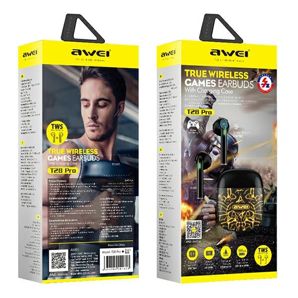 AWEI Casque Bluetooth 5.0 T28 Pro TWS + station d'accueil noir/noir
