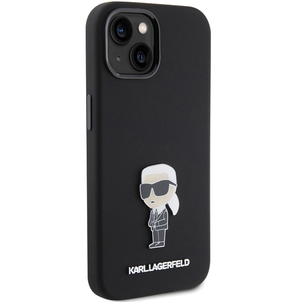 Etui Karl Lagerfeld KLHCP15SSMHKNPK iPhone 15 6.1" czarny/black Silicone Ikonik Metal Pin Case